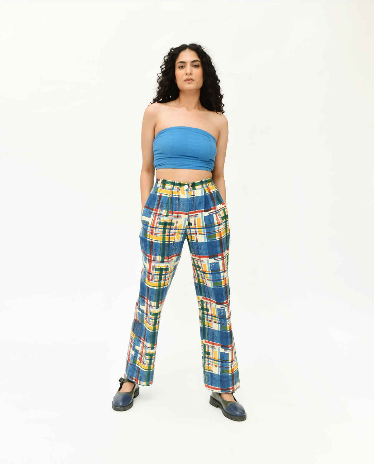 Blue Organic Cotton Bralette Top at Kamakhyaa by Rias Jaipur. This item is 100% Organic Cotton, Blue, Bralette Tops, Casual Wear, Handspun, Handwoven, Relaxed Fit, Solids, Void, Womenswear