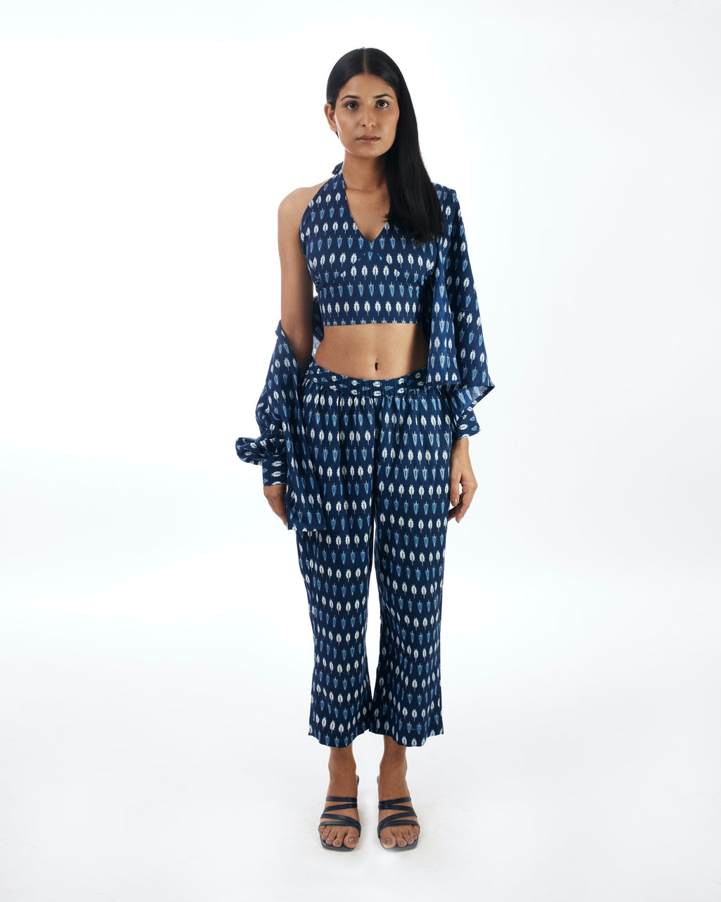 Blue Printed 3 Piece Co-ord Set at Kamakhyaa by Kamakhyaa. This item is 100% pure cotton, Blue, Casual Wear, Co-ord Sets, KKYSS, Natural, Prints, Regular Fit, Summer Sutra, Vacation, Vacation Co-ords, Womenswear