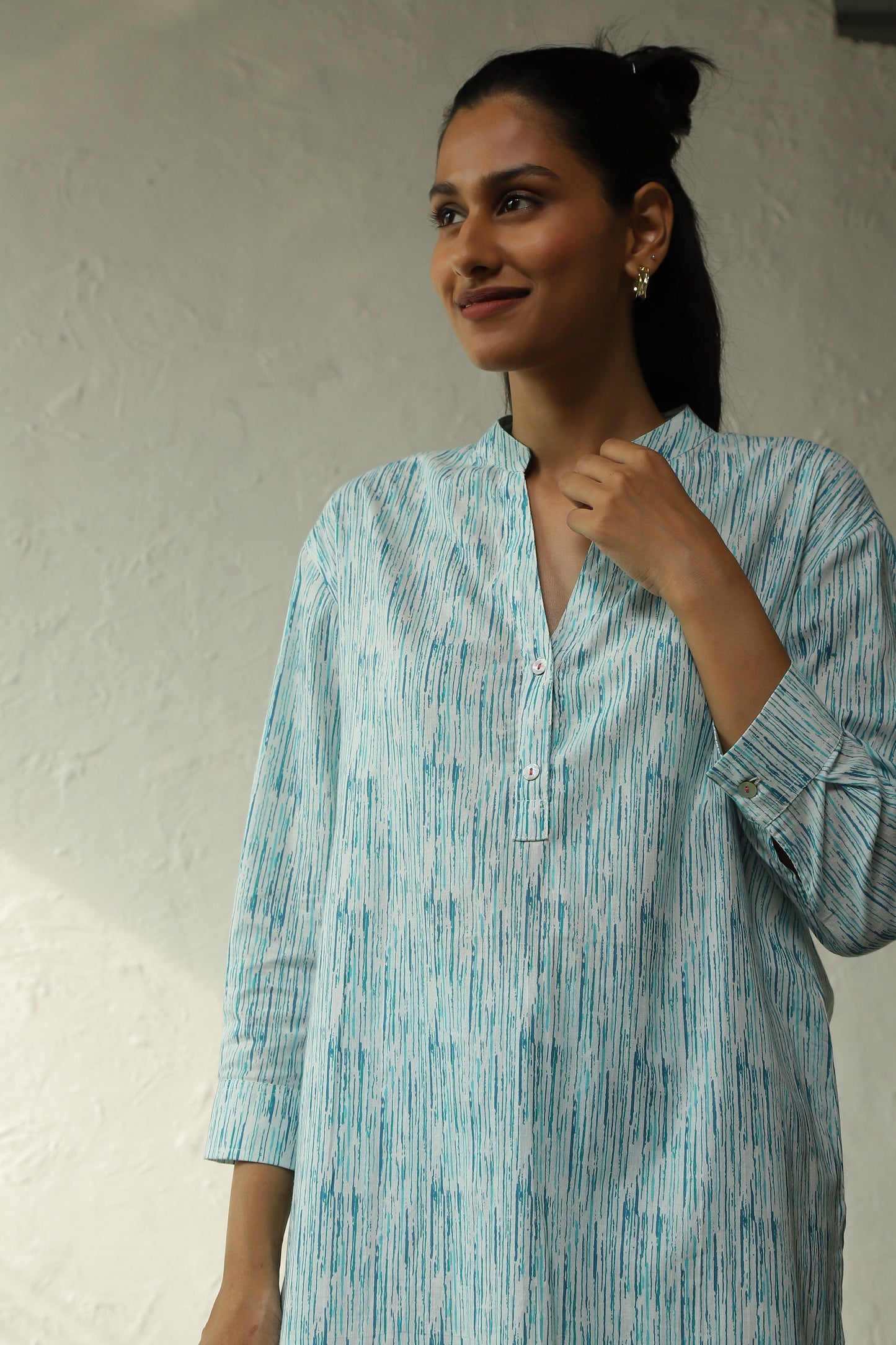 Blue Printed Cotton Short Kurta Set at Kamakhyaa by Canoopi. This item is Blue, Canoopi, Casual Wear, Complete Sets, Cotton, Loungewear Co-Ords, Natural, Prints, Regular Fit, Womenswear