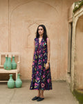 Blue Printed Shirt Dress at Kamakhyaa by Taro. This item is Azo Free Dyes, Blue, Casual Wear, Chanderi Silk, Garden Of Dreams, July Sale, July Sale 2023, Prints, Relaxed Fit, Shirt Dresses, Womenswear