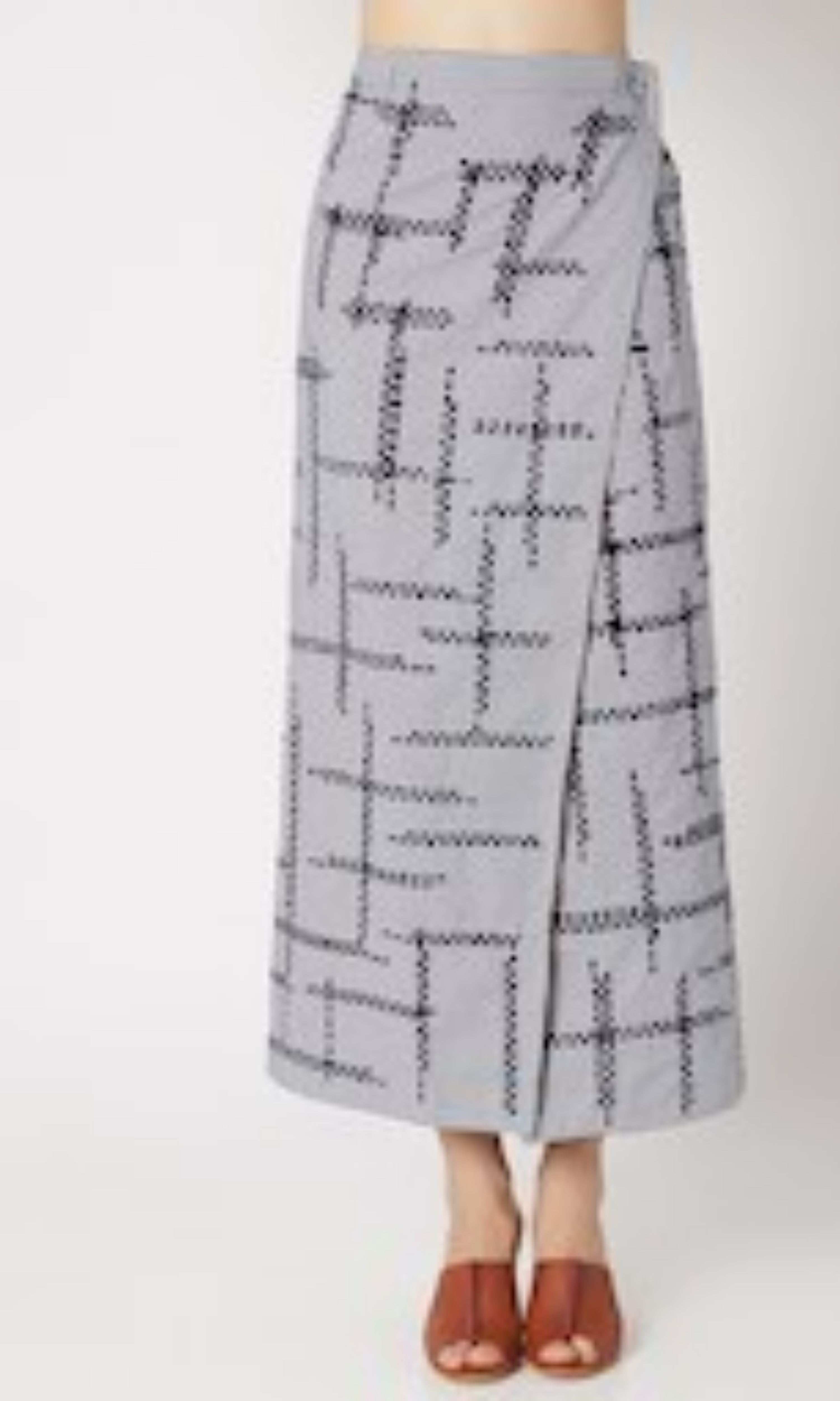 Blue Reversible Wrap Skirt at Kamakhyaa by Chambray & Co.. This item is Blue, Brown, Casual Wear, Checks, Cotton, Midi Skirts, Natural, Regular Fit, Reversible, Skirts, Tencel, White, Womenswear