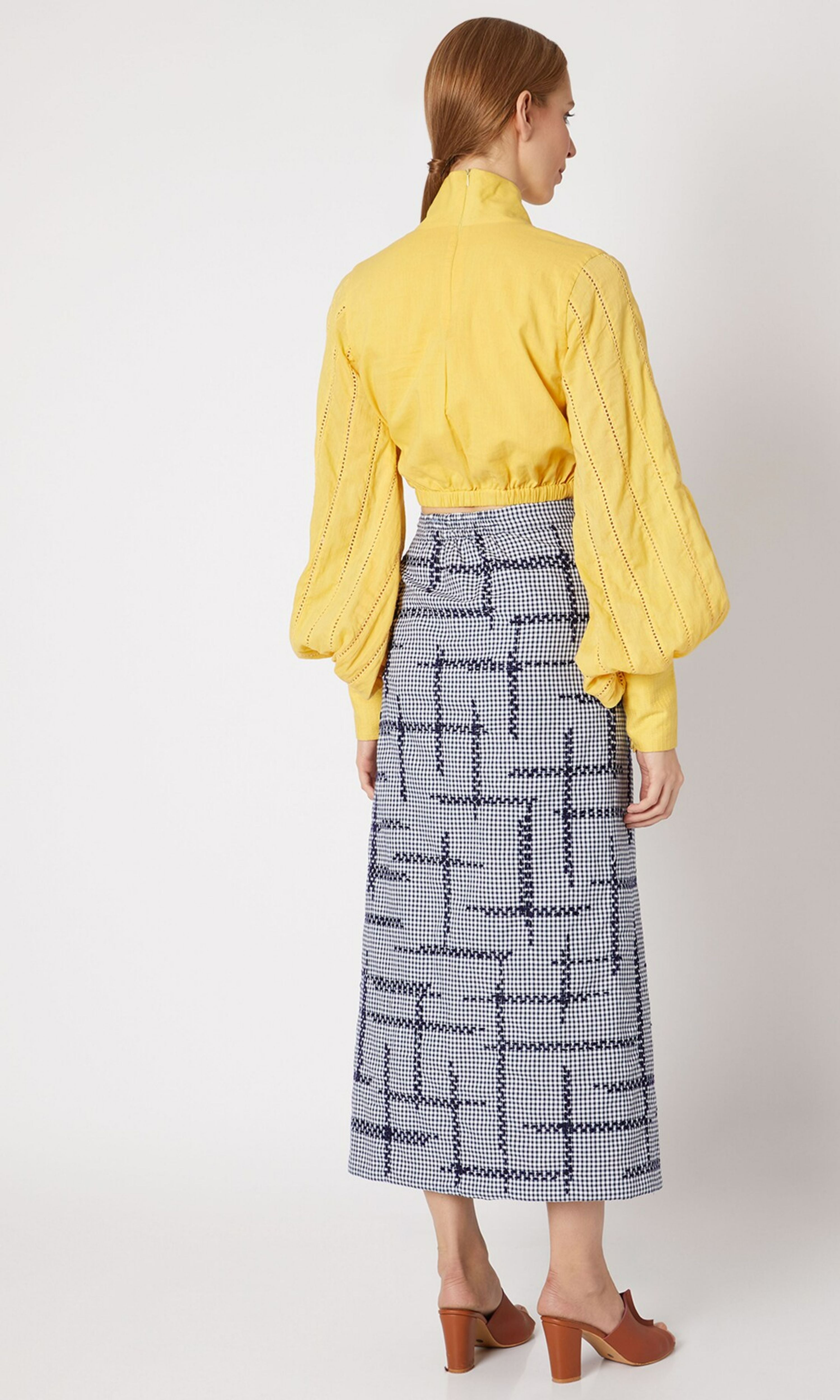 Blue Reversible Wrap Skirt at Kamakhyaa by Chambray & Co.. This item is Blue, Brown, Casual Wear, Checks, Cotton, Midi Skirts, Natural, Regular Fit, Reversible, Skirts, Tencel, White, Womenswear