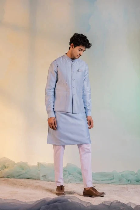 Buy Purple Foil Striped Kurta And Pant Set With Hand-Highlighted Jacket
