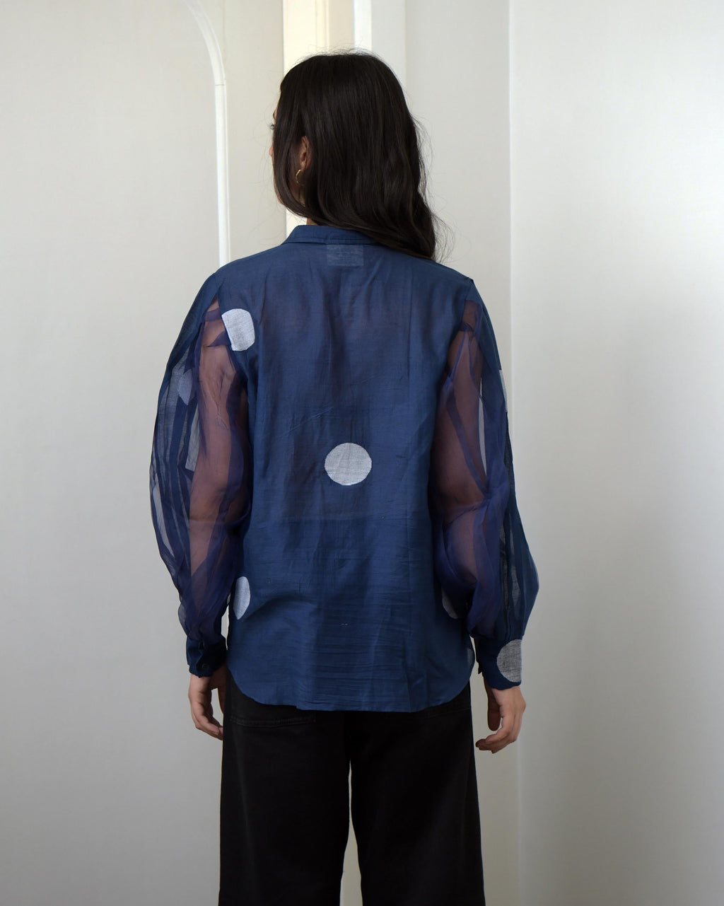 Blue Shirt at Kamakhyaa by Taro. This item is Blue, Duplicate, Evening Wear, Handwoven silk, July Sale, July Sale 2023, Natural, Regular Fit, Shirts, Tops, Wildflower Taro, Womenswear