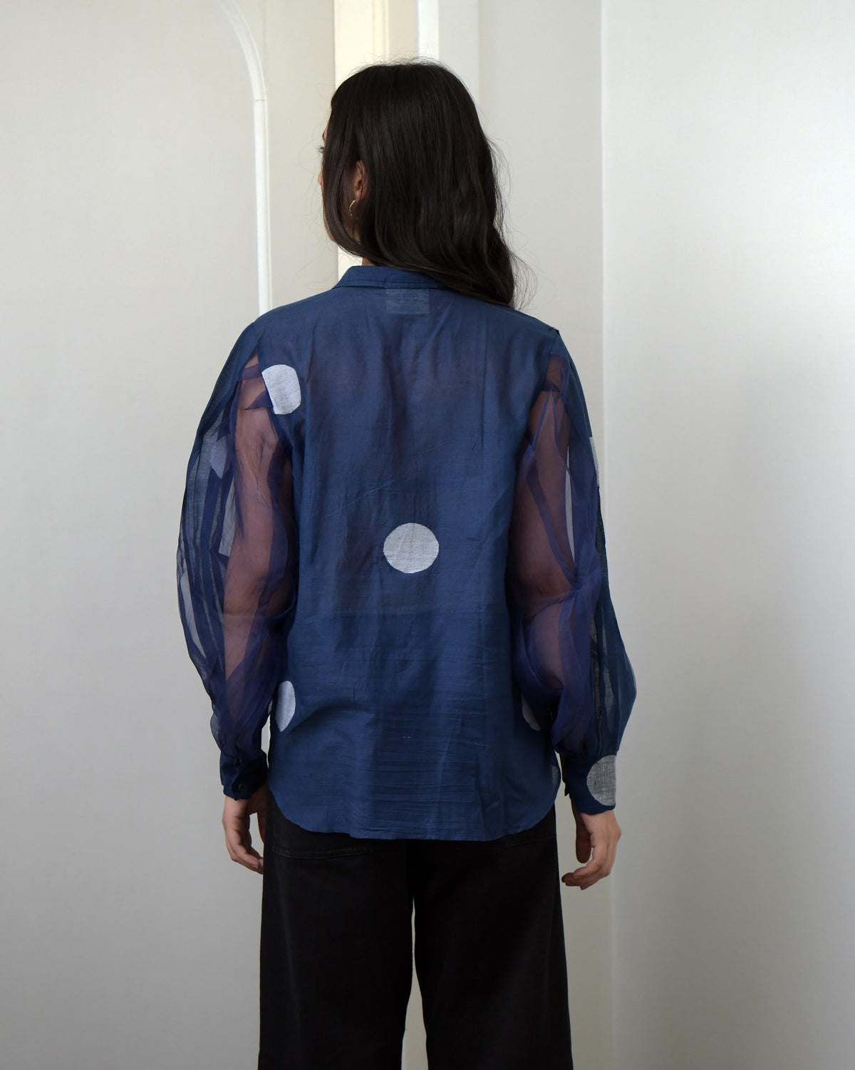 Blue Shirt at Kamakhyaa by Taro. This item is Blue, Duplicate, Evening Wear, Handwoven silk, July Sale, July Sale 2023, Natural, Regular Fit, Shirts, Tops, Wildflower Taro, Womenswear