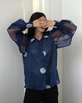 Blue Shirt at Kamakhyaa by Taro. This item is Blue, Duplicate, Evening Wear, Handwoven silk, July Sale, July Sale 2023, Natural, Regular Fit, Shirts, Tops, Wildflower Taro, Womenswear
