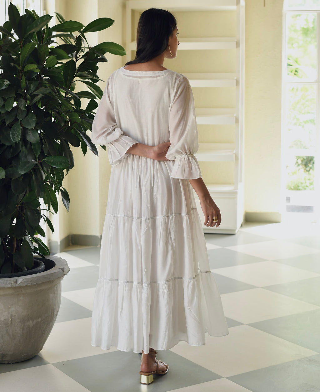 Blue Silk Embroidered Tiered Dress at Kamakhyaa by Taro. This item is Best Selling, Dusk To Dawn, Embroidered, Evening Wear, FB ADS JUNE, For Anniversary, July Sale, July Sale 2023, Modal silk, Natural, Regular Fit, Silk, Tiered Dresses, Womenswear