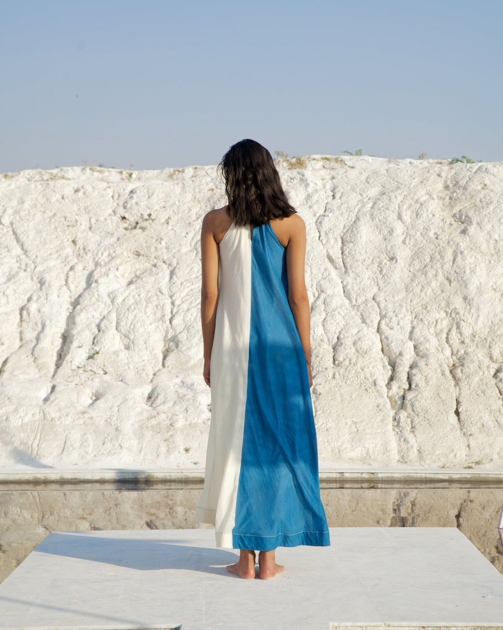 Blue Silk Maxi Dress at Kamakhyaa by The Loom Art. This item is Aurora SS24, Best Selling, Blue, Casual Wear, Chanderi Silk, FB ADS JUNE, For Daughter, Halter Neck Dresses, July Sale, July Sale 2023, Maxi Dresses, Ombre & Dyes, Organic, Relaxed Fit, Solid Selfmade, Womenswear