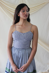 Blue Spaghetti at Kamakhyaa by Chambray & Co.. This item is Blue, Casual Wear, Checks, Cotton, Natural, Regular Fit, Spaghettis, Tencel, Womenswear