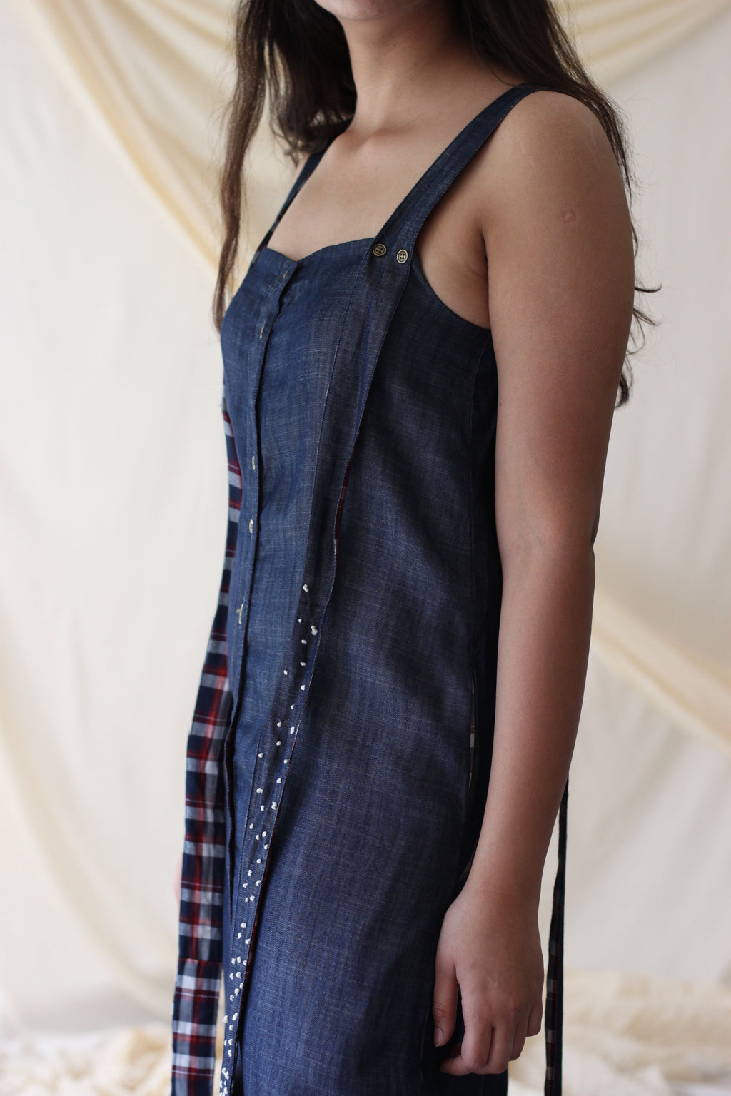 Blue Strap Embroidered Midi Dress at Kamakhyaa by Chambray & Co.. This item is Best Selling, Blue, Casual Wear, Cotton, Midi Dresses, Natural, Regular Fit, Solids, Tencel, Womenswear