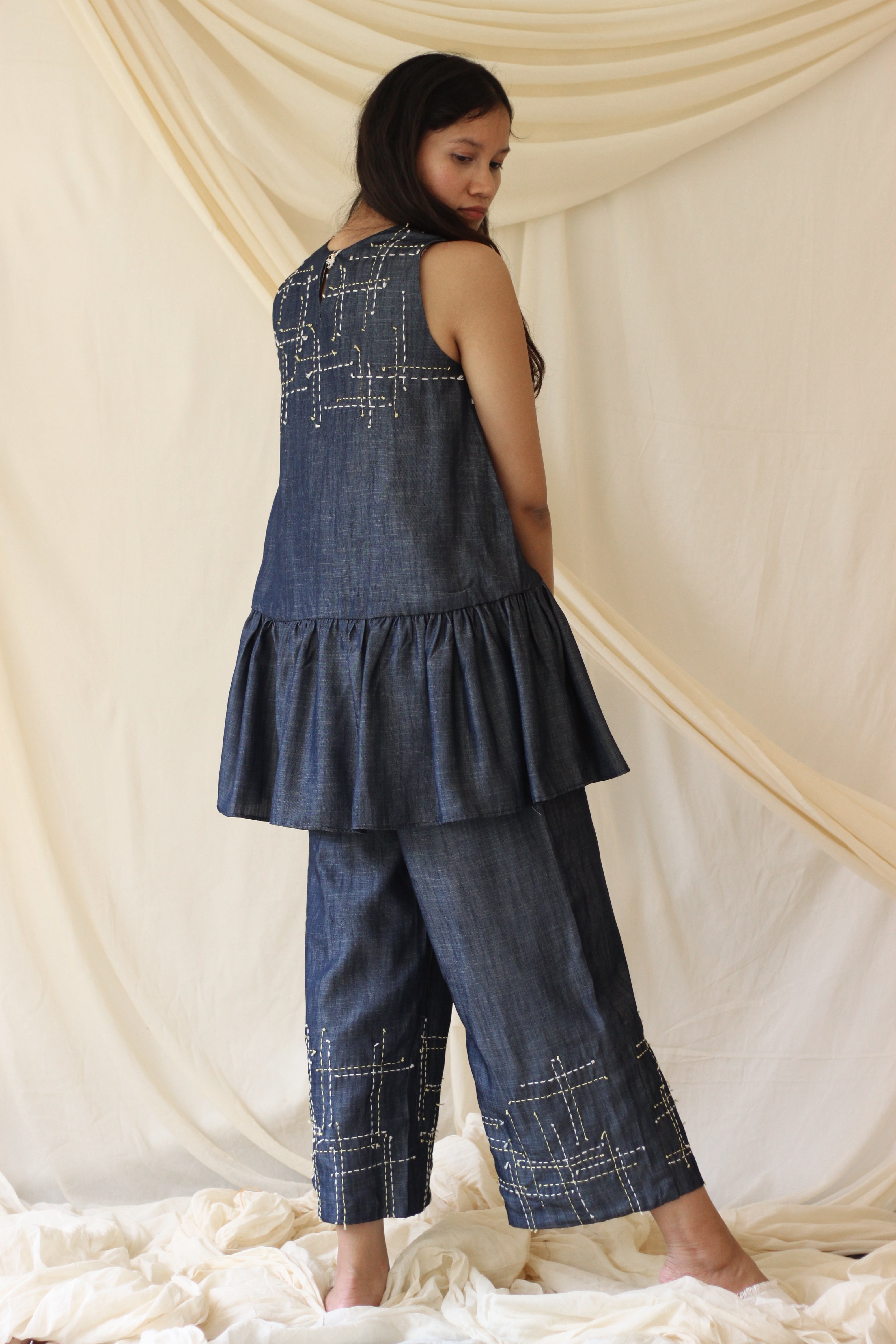 Blue Strapless Complete Set at Kamakhyaa by Chambray & Co.. This item is Best Selling, Blue, Casual Wear, Co-ord Sets, Cotton, Natural, Office, Office Wear Co-ords, Regular Fit, Solids, Tencel, Womenswear