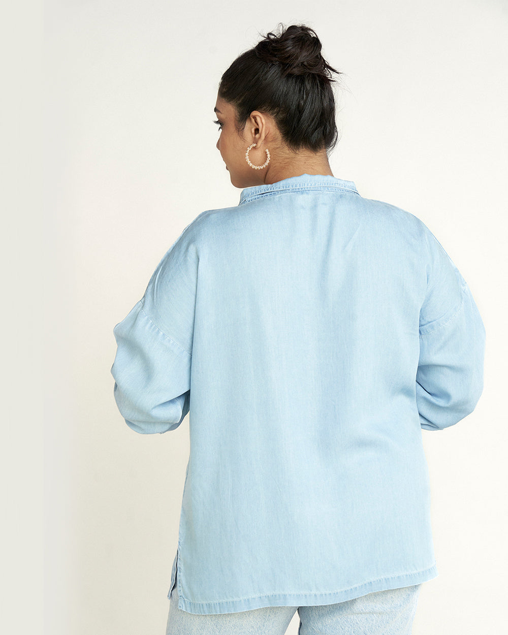 Blue Tencel Shirt at Kamakhyaa by Reistor. This item is Blue, Denim, Natural, Office Wear, Regular Fit, Shirts, Solids, Tencel, Tops, Womenswear