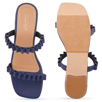 Blue Texture Heels at Kamakhyaa by EK_agga. This item is Block Heels, Blue, Heels, Not Priced, Office Wear, Patent leather, Regular Fit, Square toe, Textured, Vegan