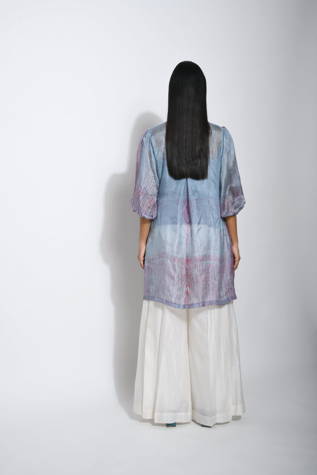 Blue Textured Shirt at Kamakhyaa by The Loom Art. This item is Between the Lines, Blue, Handwoven silk, July Sale, July Sale 2023, Natural, Ombre & Dyes, Party Wear, Regular Fit, Shirts, Solids, Tops, Womenswear