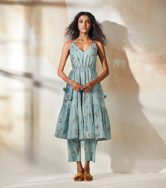 Blue Two Piece Set at Kamakhyaa by Khara Kapas. This item is Blue, Co-ord Sets, Cotton, Endless Summer, FB ADS JUNE, Natural, Prints, Regular Fit, Resort Wear, Travel Co-ords, Vacation, Vacation Co-ords, Womenswear