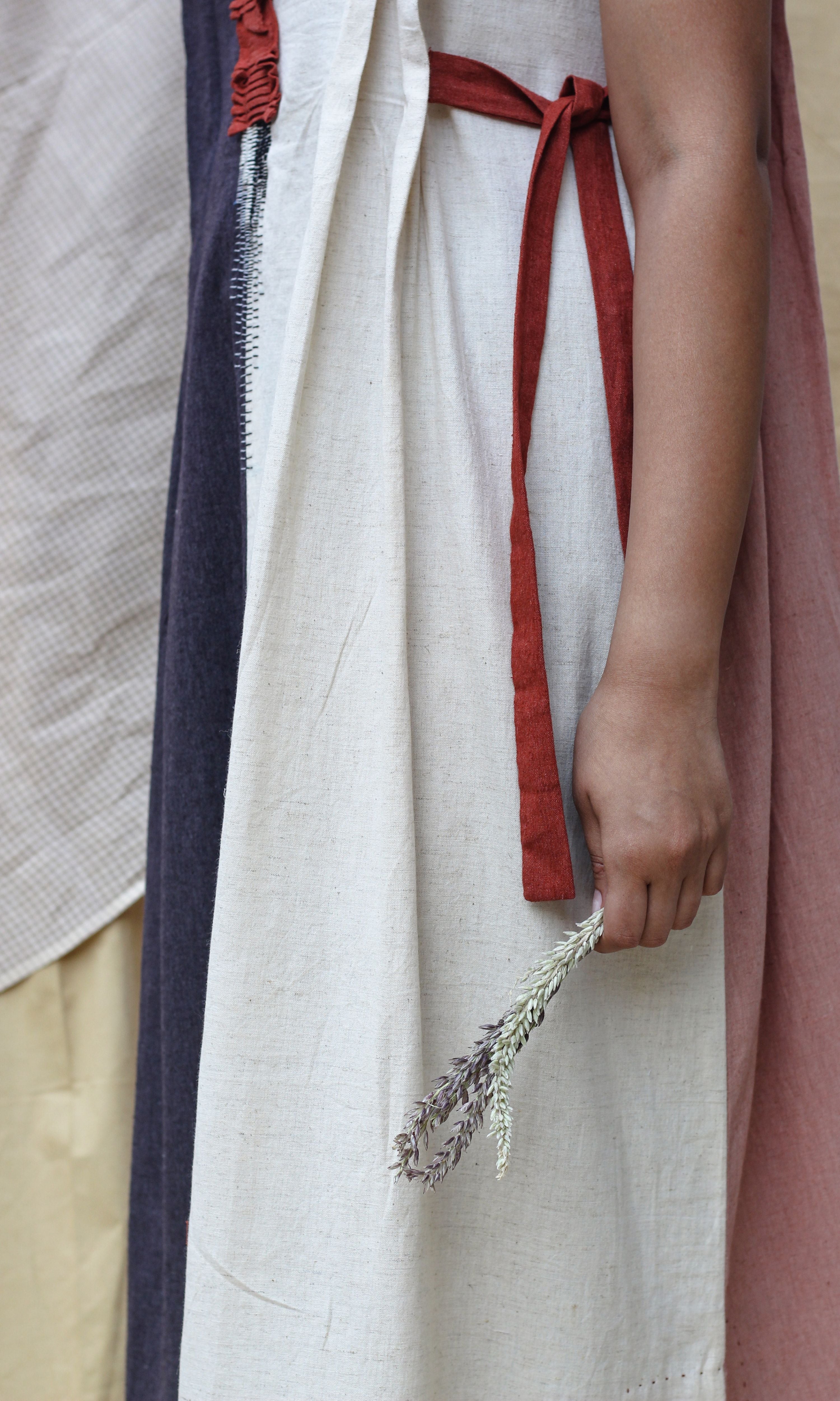 Blue and White Sleeveless Maxi Dress at Kamakhyaa by Chambray & Co.. This item is Casual Wear, Hand Spun Cotton, Maxi Dresses, Natural, Red, Regular Fit, Render, Solids, White, Womenswear