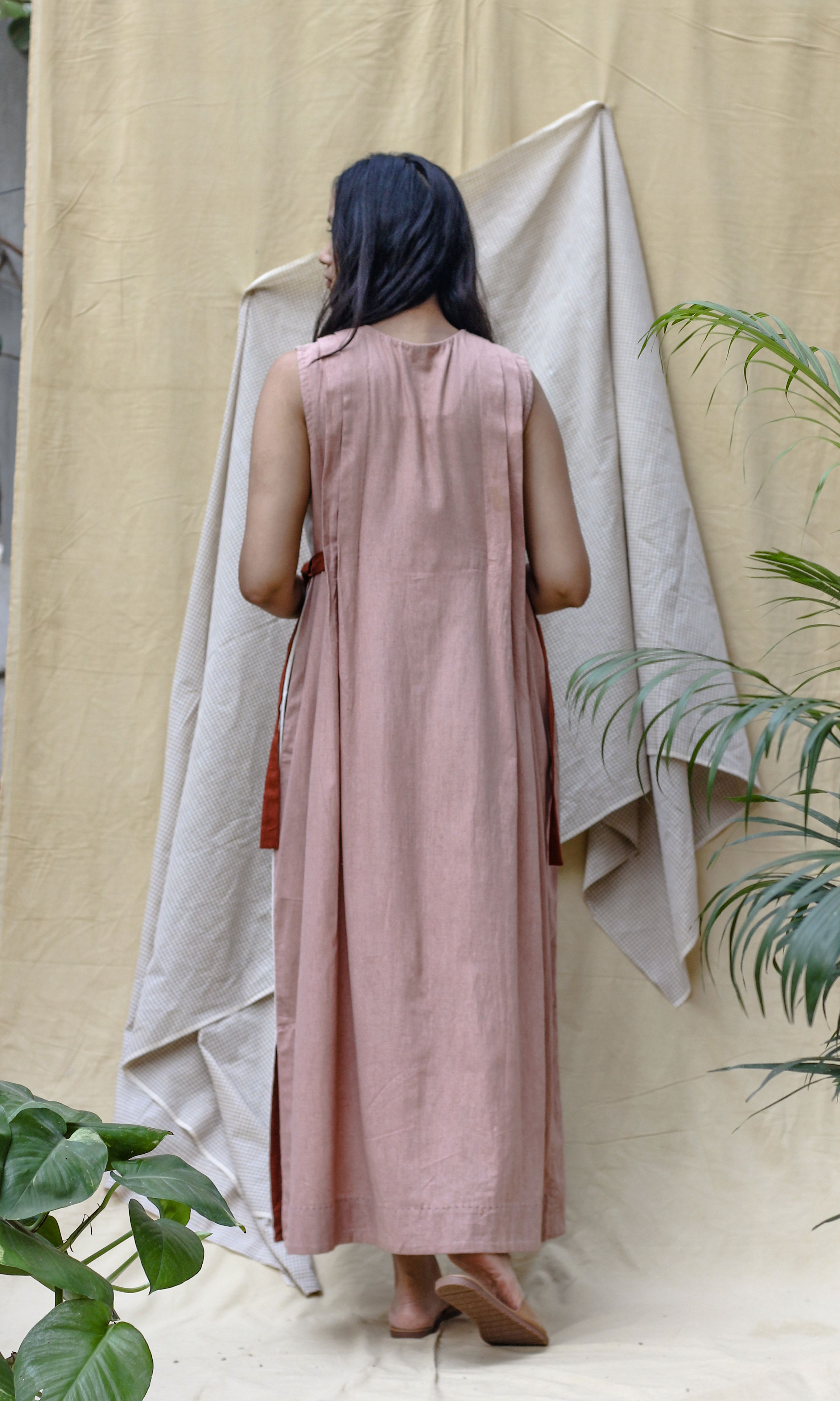 Blue and White Sleeveless Maxi Dress at Kamakhyaa by Chambray & Co.. This item is Casual Wear, Hand Spun Cotton, Maxi Dresses, Natural, Red, Regular Fit, Render, Solids, White, Womenswear