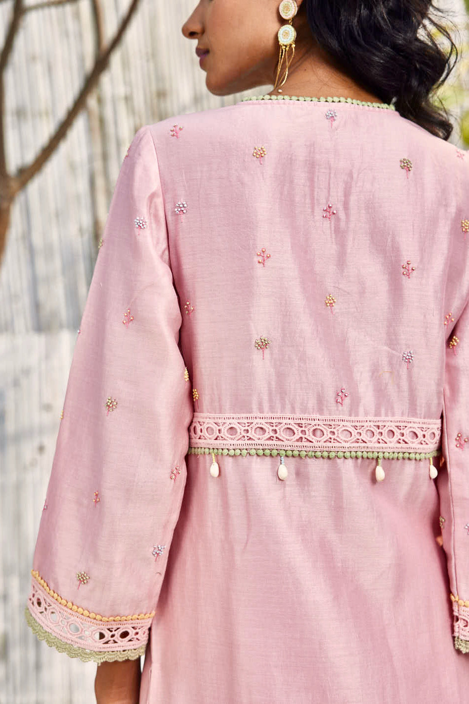 Blush Pink A-line Kurta with Palazzo - Set of 2 at Kamakhyaa by Charkhee. This item is Best Selling, Chanderi, Cotton, Cotton Satin, Festive Wear, Indian Wear, Kurta Palazzo Sets, Natural, Pink, Regular Fit, Shores 23, Solids, Womenswear