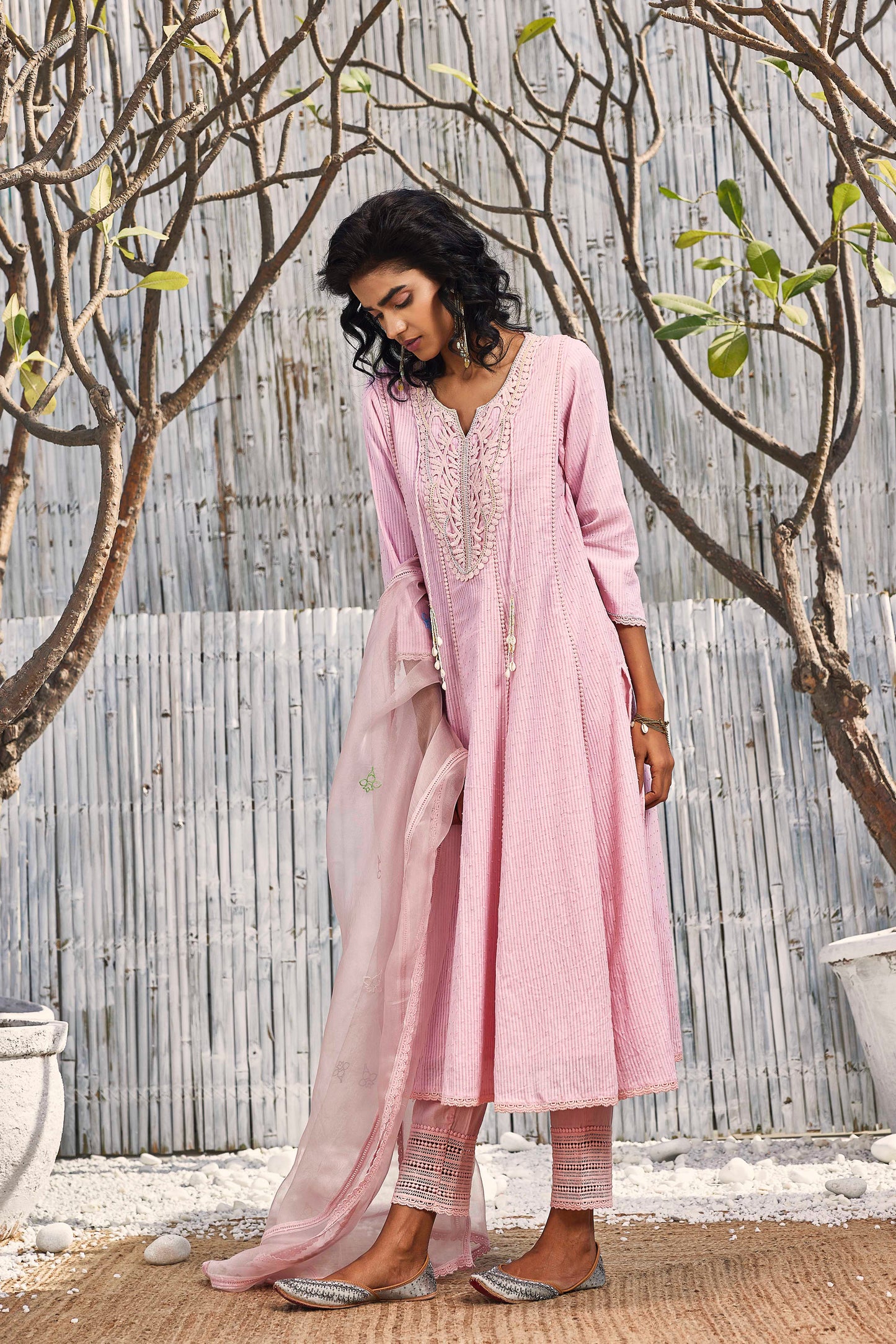 Blush Pink Flairy Cotton Kurta with Pant - Set of 3 at Kamakhyaa by Charkhee. This item is Best Selling, Cotton, Cotton Satin, Dobby Cotton, Festive Wear, Indian Wear, Kurta Pant Sets, Kurta Set With Dupatta, Natural, Pink, Regular Fit, Shores 23, Textured, Womenswear