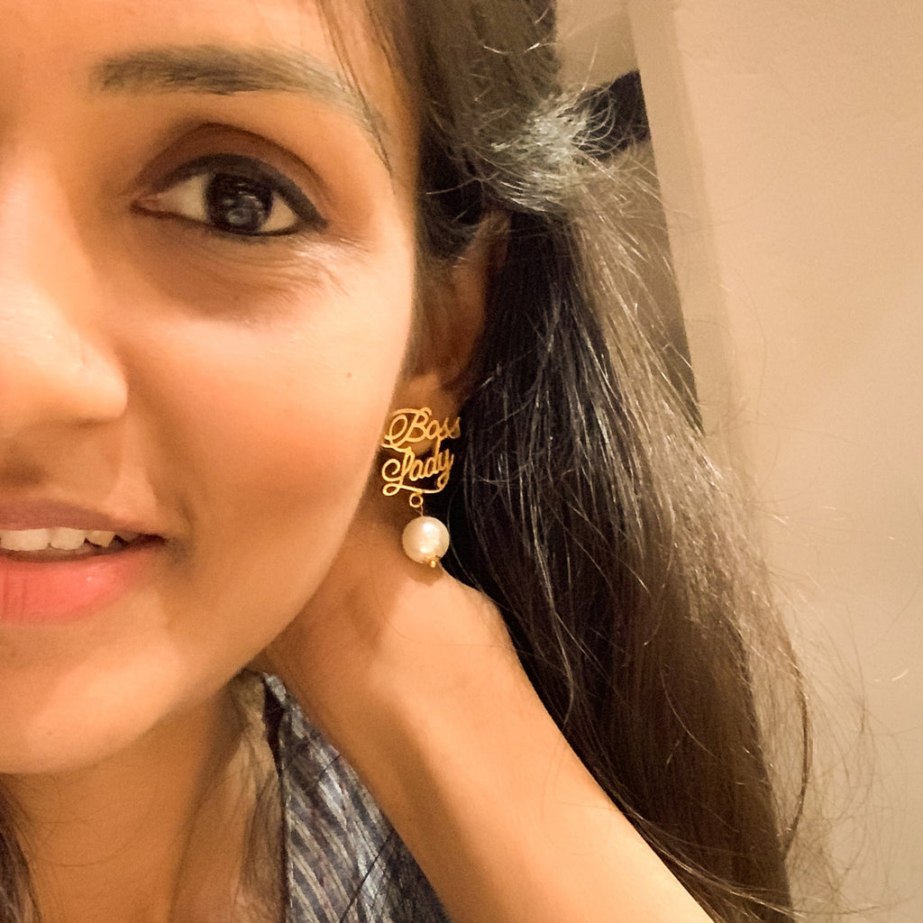Bosslady Earrings Brass, Earrings, Free Size, Gold, Gold Plated, Office Wear, Re-polishable, Solids Kamakhyaa