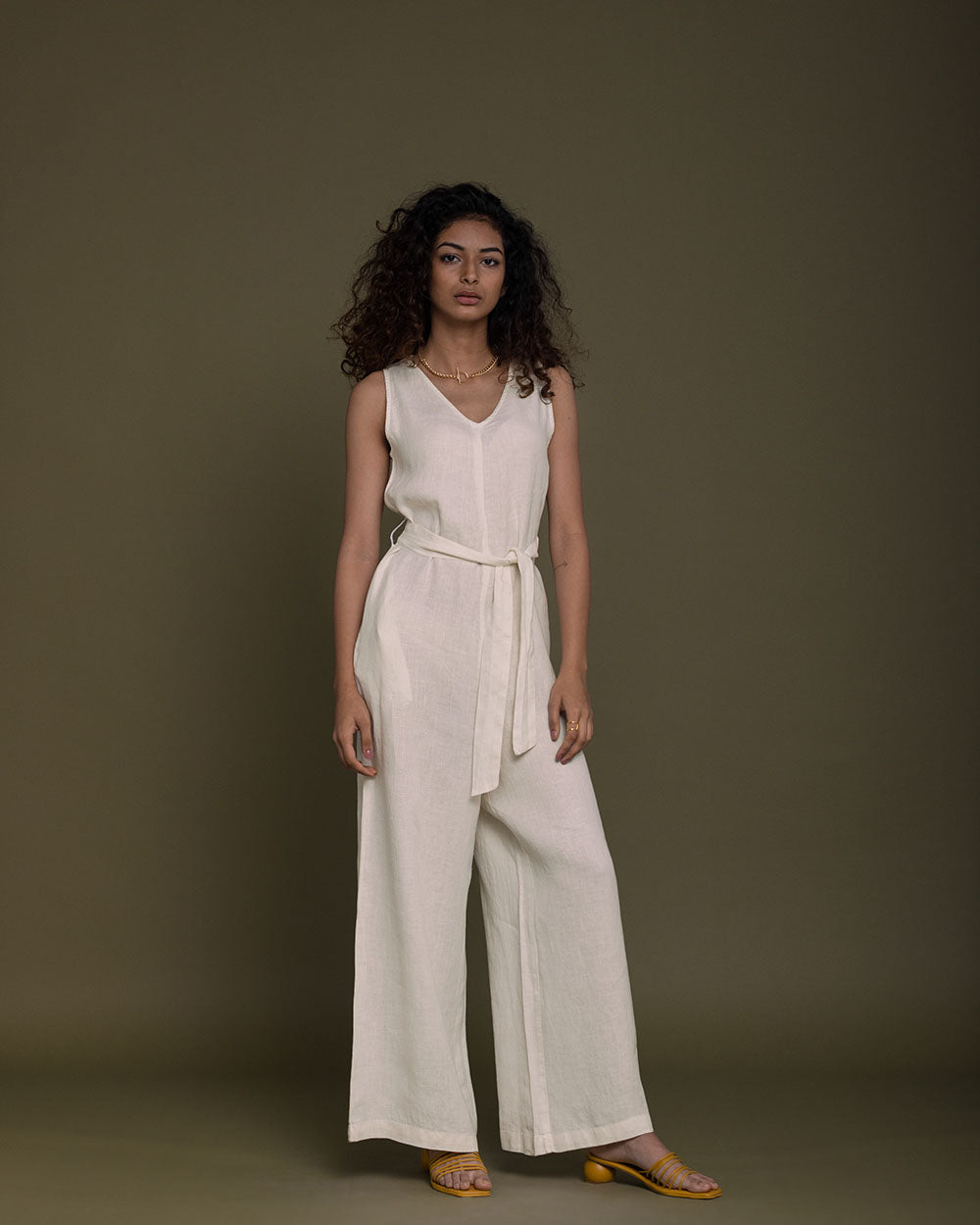 Breakfast In Bed Jumpsuit - Shell Off White at Kamakhyaa by Reistor. This item is Best Selling, Casual Wear, Hemp, Jumpsuits, Natural, Relaxed Fit, Solids, White, Womenswear