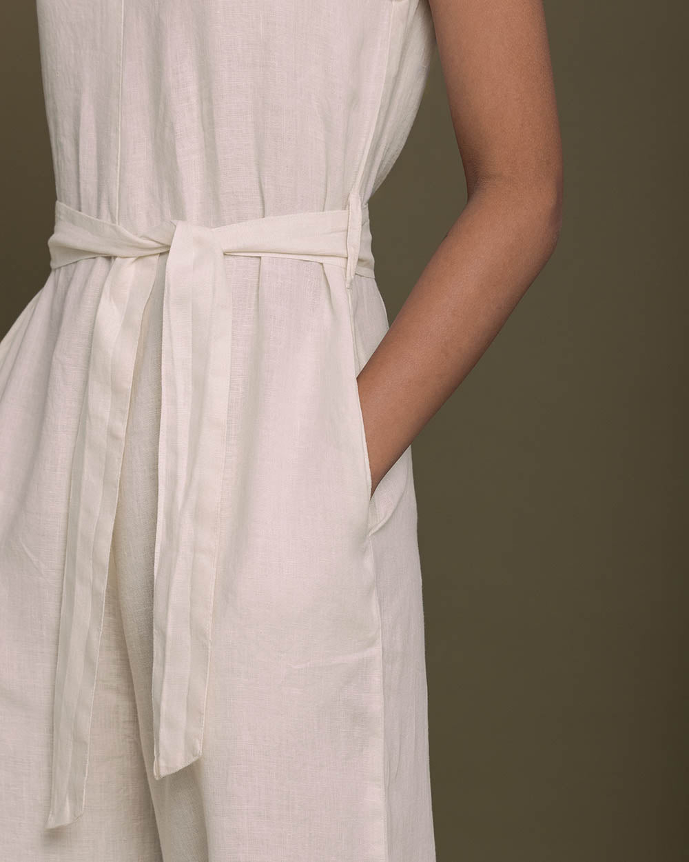 Breakfast In Bed Jumpsuit - Shell Off White at Kamakhyaa by Reistor. This item is Best Selling, Casual Wear, Hemp, Jumpsuits, Natural, Relaxed Fit, Solids, White, Womenswear