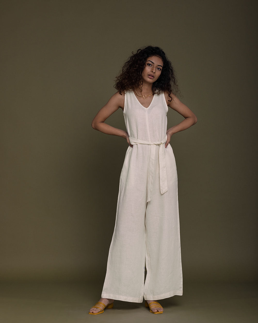 Breakfast In Bed Jumpsuit - Shell Off White at Kamakhyaa by Reistor. This item is Best Selling, Casual Wear, Hemp, Jumpsuits, Natural, Relaxed Fit, Solids, White, Womenswear