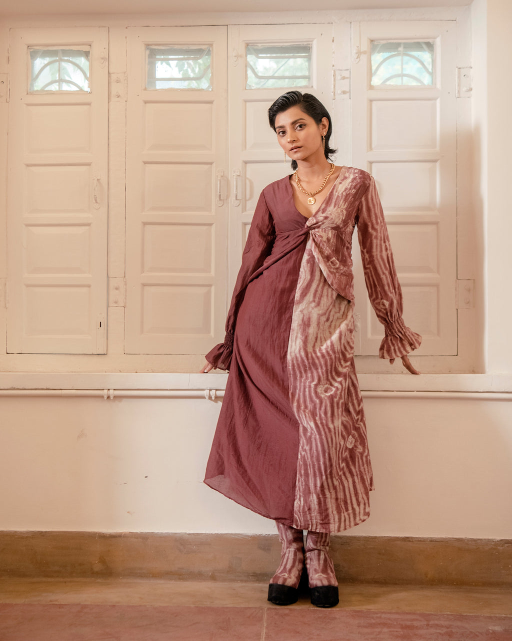 Brick & Wild Dress at Kamakhyaa by The Loom Art. This item is Casual Wear, Handwoven Cotton Silk, July Sale, July Sale 2023, Lucid Dreams, Luicid Dream, Midi Dresses, Organic, Pink, Relaxed Fit, Solids, Womenswear