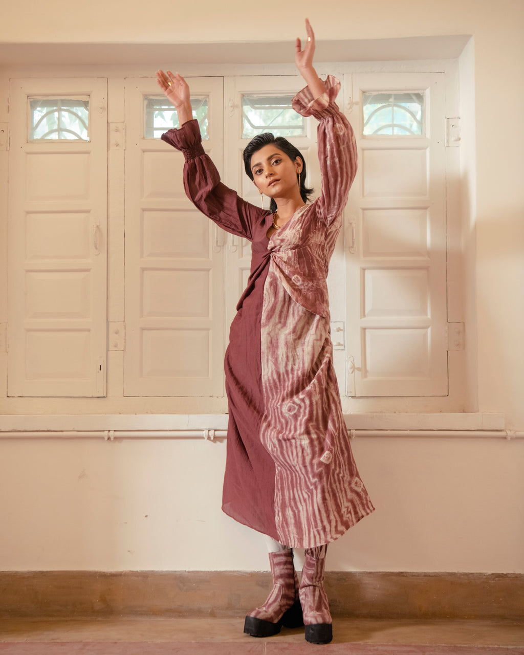 Brick & Wild Dress at Kamakhyaa by The Loom Art. This item is Casual Wear, Handwoven Cotton Silk, July Sale, July Sale 2023, Lucid Dreams, Luicid Dream, Midi Dresses, Organic, Pink, Relaxed Fit, Solids, Womenswear