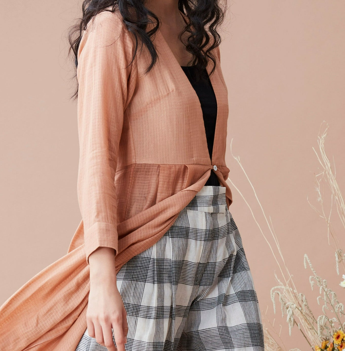 Brown Cotton Jacket at Kamakhyaa by Dan Ba. This item is Beige, Cotton, July Sale, July Sale 2023, Natural, Relaxed Fit, Resort Wear, Shrugs, Solids, Womenswear