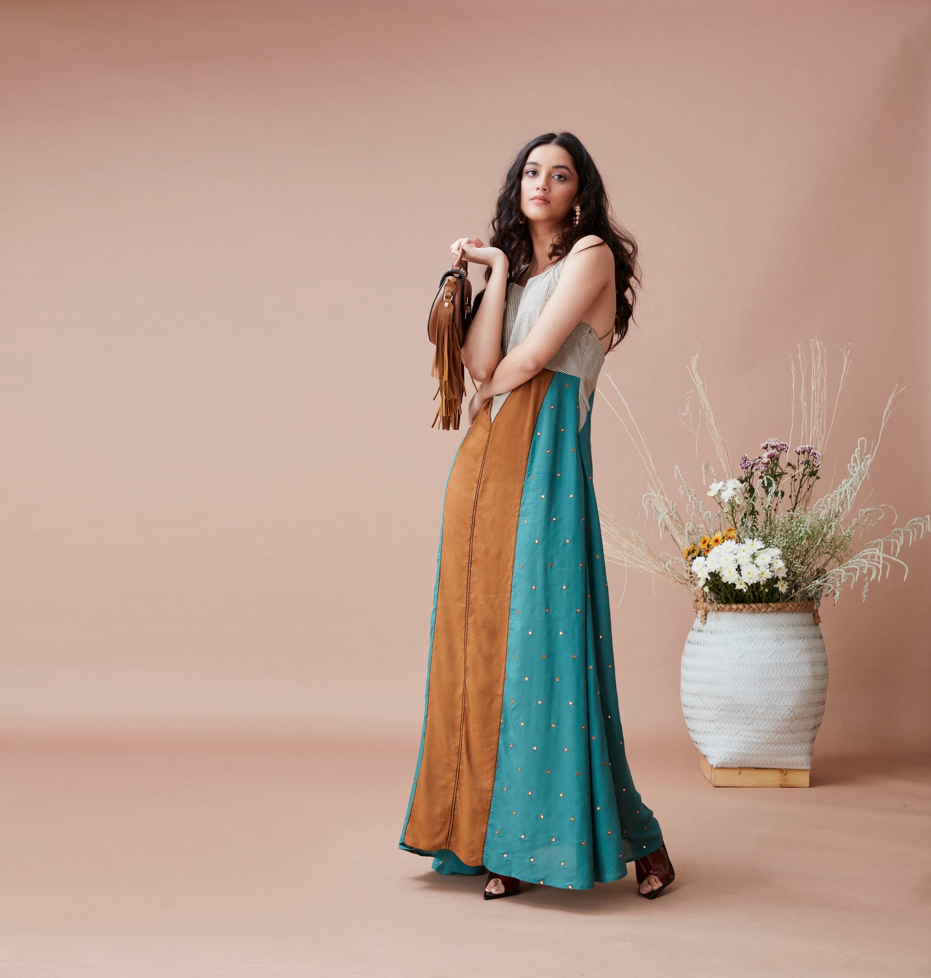 Brown Cotton Maxi Dress  Kamakhyaa
