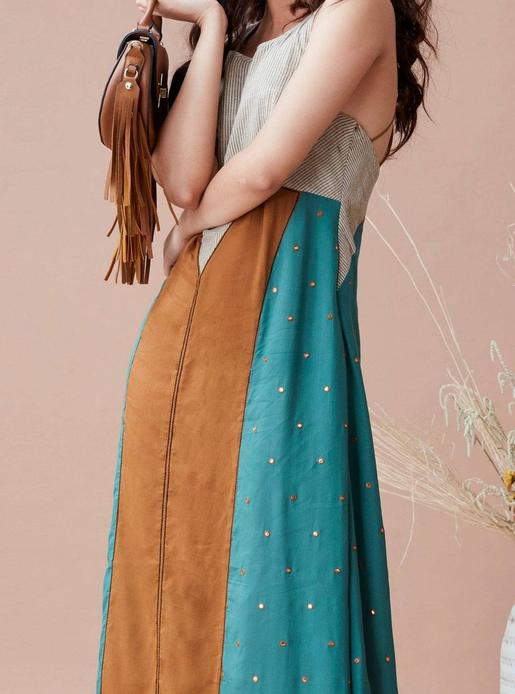 Brown Cotton Maxi Dress at Kamakhyaa by Dan Ba. This item is Brown, Cotton, fall, Green, July Sale, July Sale 2023, Maxi Dresses, Natural, Relaxed Fit, Resort Wear, Sleeveless Dresses, Solids, Womenswear