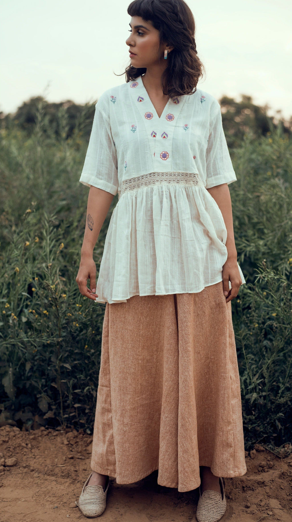 Brown Culottes at Kamakhyaa by The Loom Art. This item is Brown, Culottes, fall, July Sale, July Sale 2023, Natural, Organic, Party Wear, Permanent Vacation, Regular Fit, Solids, Womenswear