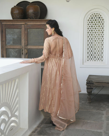 Brown Embroidered Cotton Kurta Set With Dupatta With Zari at Kamakhyaa by Taro. This item is Best Selling, Brown, Duplicate, Embroidered, Evening Wear, Handwoven Cotton, Indian Wear, July Sale, July Sale 2023, Kurta Palazzo Sets, Natural, Regular Fit, Sitara Taro, Wedding Gifts, Womenswear