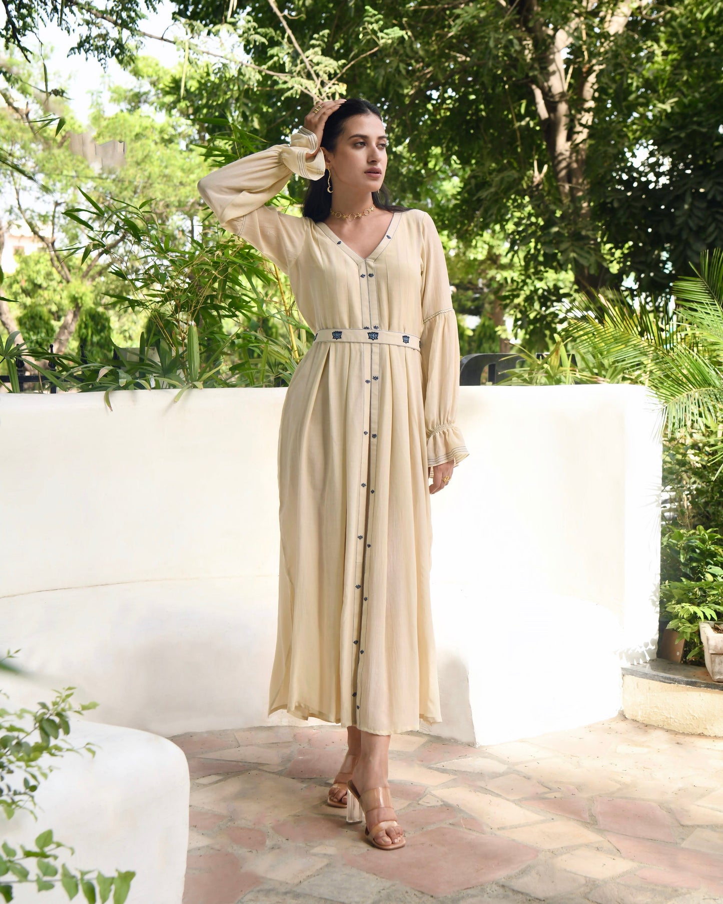 Brown Embroidered Silk Maxi Dress at Kamakhyaa by Taro. This item is Bangalore Silk, Dusk To Dawn, Embroidered, Evening Wear, July Sale, July Sale 2023, Maxi Dresses, Natural, Regular Fit, Silk, White, Womenswear