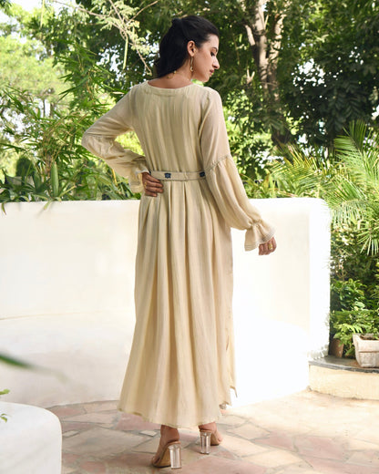 Brown Embroidered Silk Maxi Dress at Kamakhyaa by Taro. This item is Bangalore Silk, Dusk To Dawn, Embroidered, Evening Wear, July Sale, July Sale 2023, Maxi Dresses, Natural, Regular Fit, Silk, White, Womenswear