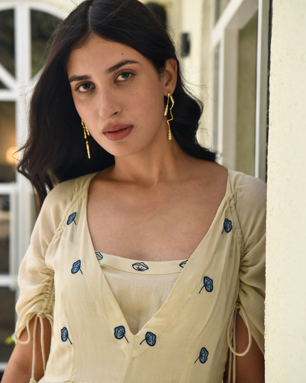 Brown Embroidered Silk Maxi Dress at Kamakhyaa by Taro. This item is Bangalore Silk, Best Selling, Dusk To Dawn, Evening Wear, FB ADS JUNE, For Anniversary, July Sale, July Sale 2023, Maxi Dresses, Natural, Regular Fit, Silk, Tiered Dresses, Womenswear, Yellow