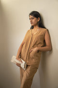 Brown Long Vest at Kamakhyaa by Lafaani. This item is 100% pure cotton, Brown, Casual Wear, Jackets, Materiality, Natural with azo dyes, Organic, Regular Fit, Solids, Undyed and Unbleached, Womenswear