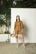Brown Overlay Shirt at Kamakhyaa by Anushé Pirani. This item is Casual Wear, Cotton Hemp, Nostalgic Whispers, Regular Fit, Solids, Tops & Shirts, Womenswear
