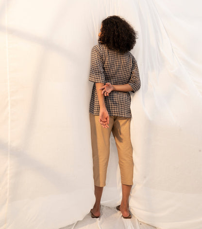 Brown Pants at Kamakhyaa by Khara Kapas. This item is Brown, Capris, Cotton, Evening Wear, fall, Natural, Sienna KK, Solids, Womenswear