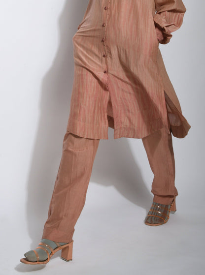 Brown Pants at Kamakhyaa by The Loom Art. This item is Best Selling, Between the Lines, Brown, Cotton Silk, fall, July Sale, July Sale 2023, Natural, Pants, Party Wear, Regular Fit, Solids, Womenswear