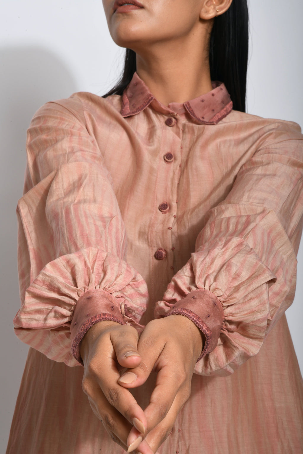 Brown Shirt at Kamakhyaa by The Loom Art. This item is Best Selling, Between the Lines, Brown, Cotton Silk, fall, July Sale, July Sale 2023, missing, Natural, Ombre & Dyes, Party Wear, Regular Fit, Shirts, Tops, Womenswear