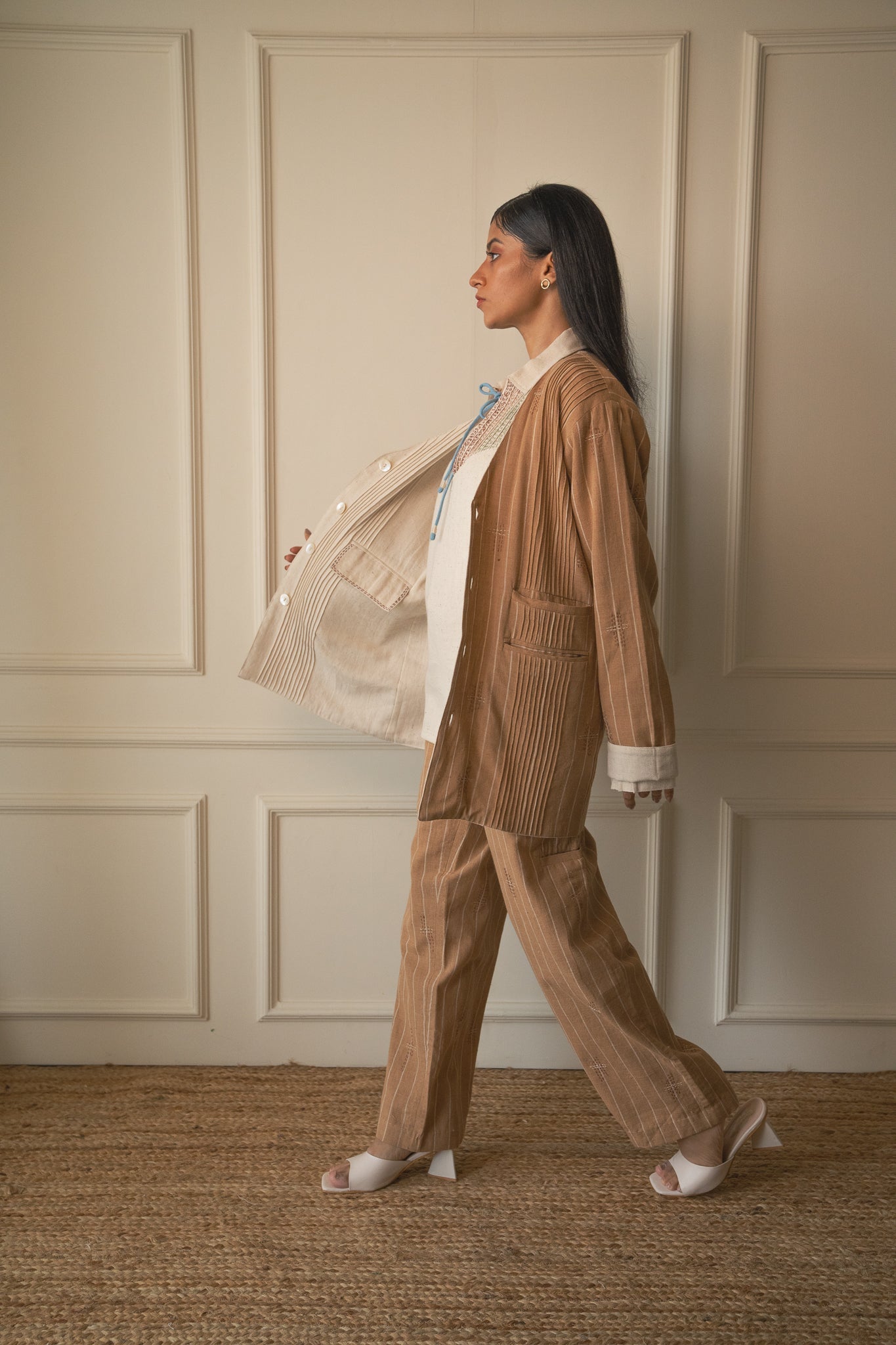 Brown Tapered Pants at Kamakhyaa by Lafaani. This item is 100% pure cotton, Brown, Casual Wear, Materiality, Organic, Regular Fit, Shirts, Solids, Unbleached and Undyed, Womenswear