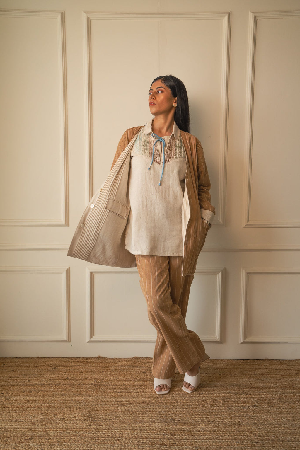 Brown Tapered Pants at Kamakhyaa by Lafaani. This item is 100% pure cotton, Brown, Casual Wear, Materiality, Organic, Regular Fit, Shirts, Solids, Unbleached and Undyed, Womenswear