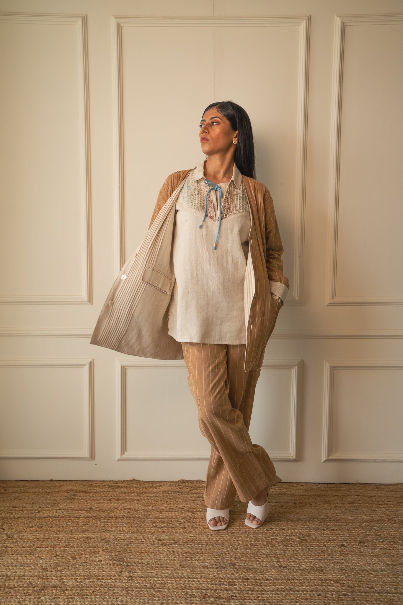 Brown Tapered Pants at Kamakhyaa by Lafaani. This item is 100% pure cotton, Brown, Casual Wear, Materiality, Organic, Regular Fit, Shirts, Solids, Unbleached and Undyed, Womenswear