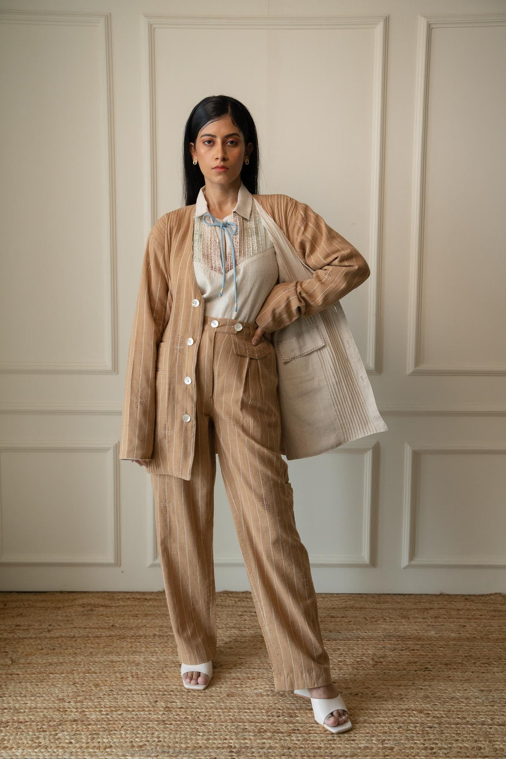 Brown Tapered Pants at Kamakhyaa by Lafaani. This item is 100% pure cotton, Brown, Casual Wear, Materiality, Organic, Regular Fit, Shirts, Solids, Unbleached and Undyed, Womenswear