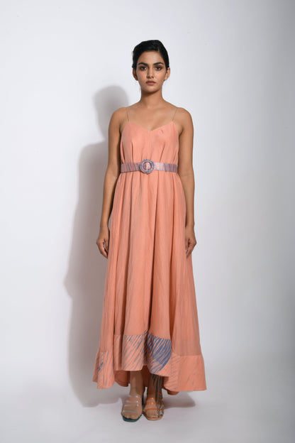 Brown Textured Maxi Dress at Kamakhyaa by The Loom Art. This item is Between the Lines, Brown, Cotton Silk, July Sale, July Sale 2023, Maxi Dresses, Natural, Party Wear, Regular Fit, Sleeveless Dresses, Strap Dresses, Textured, Womenswear