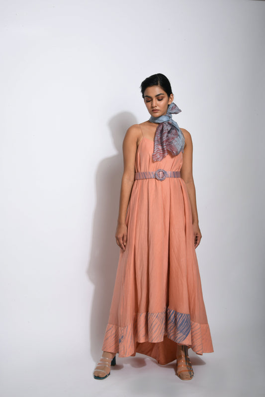 Brown Textured Maxi Dress at Kamakhyaa by The Loom Art. This item is Between the Lines, Brown, Cotton Silk, July Sale, July Sale 2023, Maxi Dresses, Natural, Party Wear, Regular Fit, Sleeveless Dresses, Strap Dresses, Textured, Womenswear