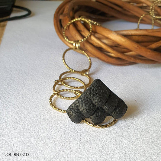 Bug Ring- Black at Kamakhyaa by Noupelle. This item is Black, Casual Wear, Free Size, jewelry, Less than $50, Natural, Products less than $25, Rings, Textured, Upcycled, Upcycled leather
