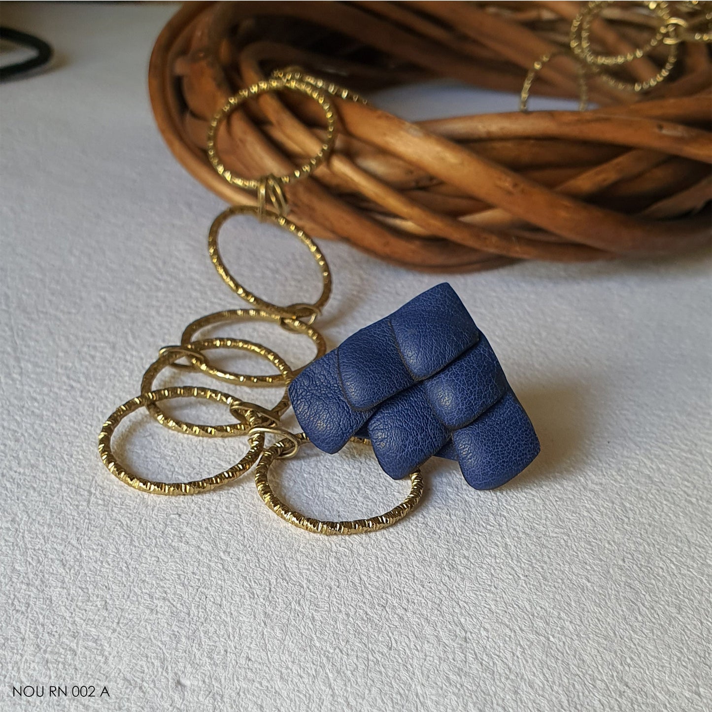 Bug Ring- Blue at Kamakhyaa by Noupelle. This item is Blue, Casual Wear, Free Size, jewelry, Less than $50, Natural, Products less than $25, Rings, Textured, Upcycled, Upcycled leather